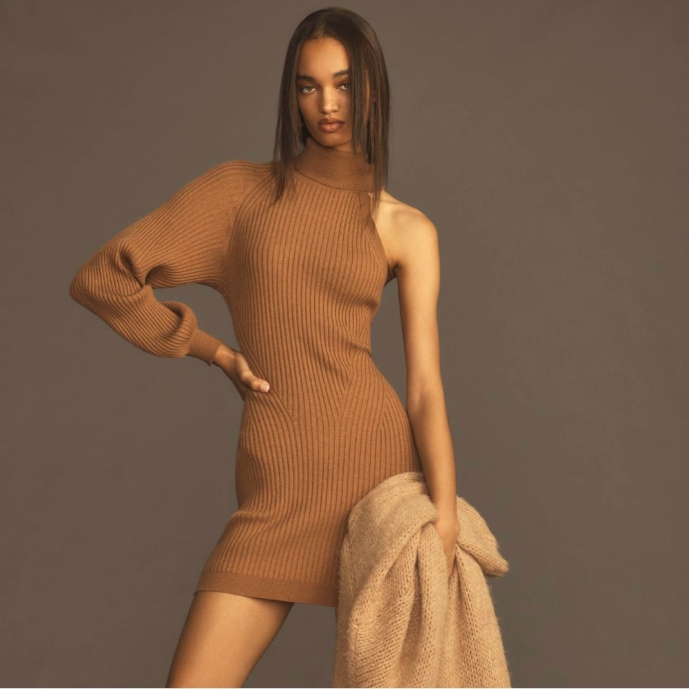 NWT Anthropologie Asymmetrical Slim Sweater Mini Dress